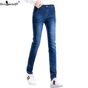 Kvinnors jeans 2023 Autumn Korean Cotton Stretch Thin Straight High midja kvinna mode trend avslappnad vild mjuk denim byxor kvinnor