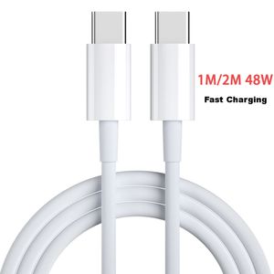 1 м 2 м 3 фута 6 футов QC 3,0 48 Вт, быстрая зарядка, тип C-C, быстрый USB-кабель для передачи данных, 144-жильный провод TPE, белый, 2 в 1, зарядка, передача данных, универсальный