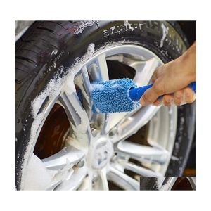 Lavaggio per auto Spazzola per cerchioni di pneumatici portatile in microfibra per pulizia di ruote per auto con manico in plastica Strumenti per la pulizia automatica del lavaggio