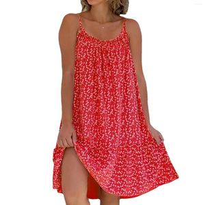 Vestidos casuais 2023 verão sexy feminino solto liga cinto sem mangas cinta backless vestido de praia