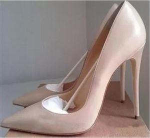 Kadınlar lüks yüksek topuk 6cm 8cm 10cm 12cm kaliteli taban ayakkabı sivri ayak parmakları pompalar alt düğün elbise ayakkabıları