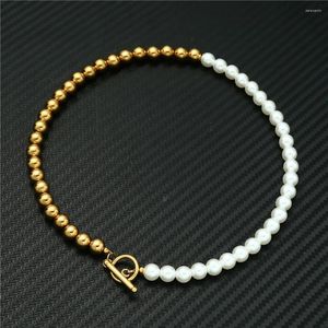 Choker MisenBaBa Stil Edelstahl Perlen Halsketten Für Frauen Männer Handgemachte Toggle Halskette Schmuck