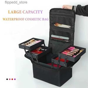 Borse per cosmetici Borsa per cosmetici da donna di grande capacità Custodia per trucco Manicure multistrato Parrucchiere Valigia Strumento da viaggio Organizzatore di stoccaggio Q231108