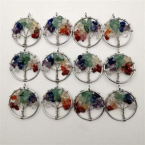 Mode 30mm Tree of Life 12pc Lot Tree Chakra Reiki Healing Natural Stone Pendant For Jewelry Making Halsband Accessorie 201013288a