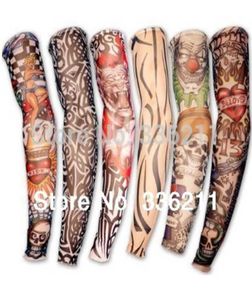 5 pezzi misti 100 nylon elastico falso tatuaggio temporaneo manica disegni corpo calze braccio tatoo per uomini freddi donne9179015