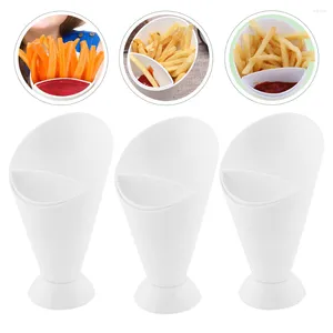 Ciotole 6 Pz Patatine Fritte Tazza Di Insalata Vassoi Da Dessert Piatto Di Carta Snack Fry Stand Dip Scomparto Portabicchieri In Pp