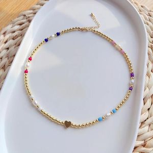 Choker Herlook Heart 18 kゴールドメッキ女性のためのビーズのネカルトレンディジュエリーナチュラルパールネックレスアクセサリー