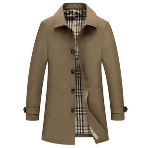 spring high quality men's luxury Mid length version trech coat Designer Men brand British Style Lapel Neck loose Trench jacket Solid Color Man Windbreaker outwear 4xl