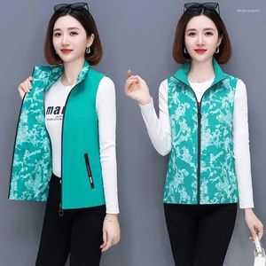Women's Vests Double-Sided Vest Fashion Spring Autumn Coats Sleeveless Short Jacket Waistcoat Female Casual Tops Chaleco Mujer 4XL