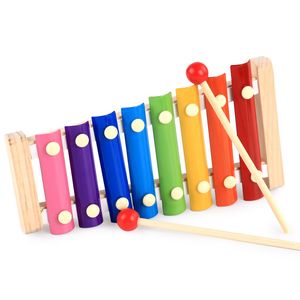 Giocattolo per pianoforte che bussa a mano in legno Strumenti musicali per bambini Xilofono per bambini Giocattoli in legno per lo sviluppo Regali di compleanno festivi per bambini Giocattoli educativi per l'apprendimento