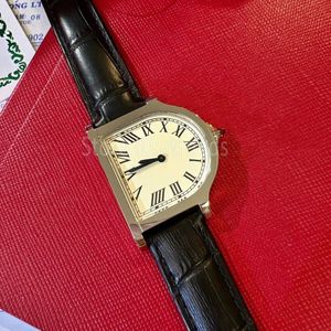 Moda superior relógio de quartzo feminino ouro prata dial pulseira de couro preto relógio de pulso clássico forma irregular design senhoras relógio casual 1912