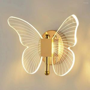 Wall Lamp LED Butterfly Acrylic Indoor Lighting Bedroom Bedside Living Room Staircase Decoration