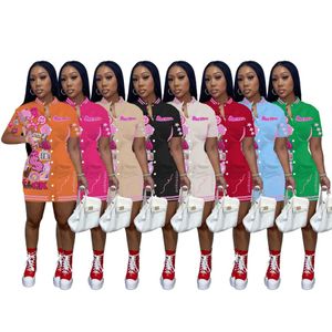 2023 Womens Casual Dress Summer Clothing Designer Slim Baseball Jersey klänningar Kort ärm tryckt kjol