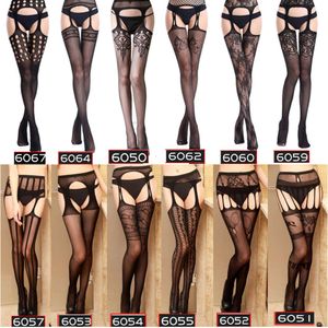 Sexy Costume Women Sexy Lingerie Hollow Out Tights Lace Female Thigh High Fishnet Embroidery Transparent Pantyhose Stripe Stockings