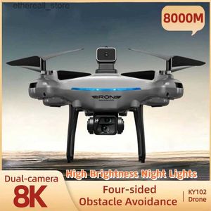 Droni Drone KY102 8K Professionale Doppia fotocamera Fotografia aerea Evitamento ostacoli a 360 Flusso ottico Aereo telecomandato a quattro assi Q231108