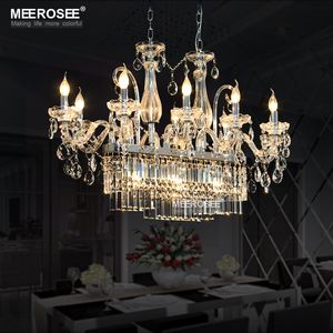 Splendidi lampadari Lampadari Rettangolo Cristallo 13 Luci Vetro Trasparente Cromato Lampada a sospensione Illuminazione interna Lustre Lampada a sospensione Sala da pranzo