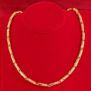 Chains Classical 18k Yellow Gold Plated Necklace For Men Solid Bead Shape Chain Wedding Engagement Jewelry Gifts 2023 Trend