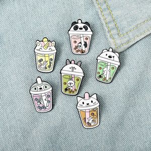 Boba Tea Enamel Pins Drink Brooch Aesthetic Cute Lapel Badges Cool Pins for Backpacks Hat Bag Collar Diy Fashion Jewelry Accessories