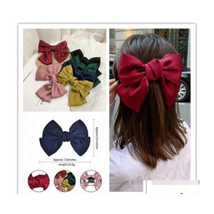 Accessori per capelli Ins Girls Large Bow Knot Hairgrips Bohemian Hairbow Ties Clips Donna Bowknot Forcine Ponytail Holder Headress Drop Dht93