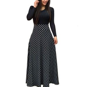 Casual Dresses Elegant women's retro printed patch work long sleeved banquet dress S-5XL 230408