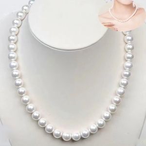 Collane con ciondolo YKNRBPH 8-9mm Collana di perle d'acqua dolce naturali Quasi circolare Finita Semplice Collana di perline fatte a mano per gioielli da donna 231108