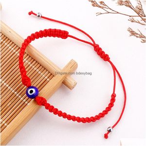 Bedelarmbanden Lucky Eye Turkse Evil Blue Armbanden Voor Vrouwen Mannen Handgemaakte Gevlochten Touw Ketting Rode Armband Vrouwelijke Drop Delivery Jewe Dh682