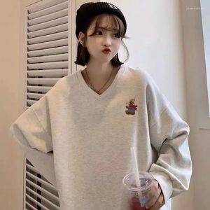 Bluza damska bluzy z bluzy w dekolcie w dekolcie dla kobiet wiosna jesień koreańskie koreańskie koreańskie y2k podstawowy sweter damski odzież kobieta 2023