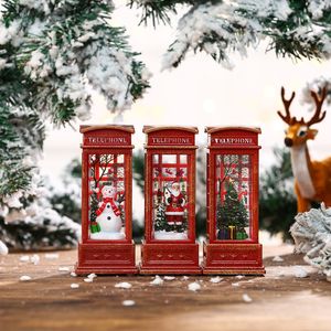 Tavolo luminoso per cabina telefonica natalizia per anziani decorato con ornamenti per albero di Natale, pupazzo di neve, accessori per la decorazione della casa