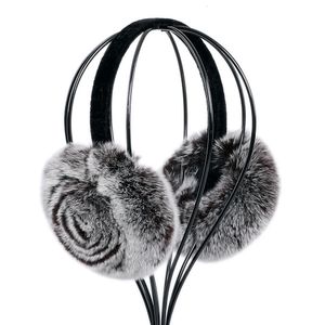 Ear Muffs Natural 100% Rex Rabbit Fur Earmuff Women's Autumn and Winter Warm Earmuffs Ear Cover Ear Warmer Ear Muffs Winter Rose Flower 231107