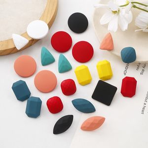 Stud Earrings Minar Korean Style Candy Color Geometric Acrylic Earring For Woman Minimalist Orange Yellow Pink Red Green Jewelry