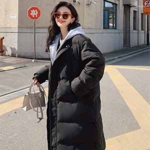 Women's Trench Coats Mid-length Down Padded Jacket 2023 Korean Winter Style Loose Long Over-the-knee Student Small