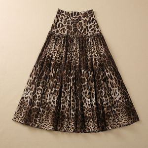 Skirts European and American women's clothes 2023 spring new Leopard print Fashion cotton pleated skirt