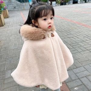 Coat Children Clothing Autumn Winter Girls Cape Baby Wool Coat Thickened Warm Solid Simple Casual Loose Winter Clothes for Girls 231108