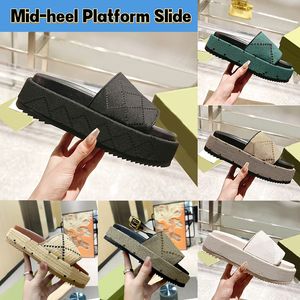 Con Pantofole Box Designer Tacco medio Rattan Jumbo Interlocking Platform Slide Sandals mens beach slides flats fashion summer pantofola outdoor donna sandalo EUR 35-44