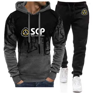 남성용 트랙 슈트 SCP Foundation Secure Protect Stly Hip Hop 캐주얼 인쇄 풀 오버 후드 스웨트 팬트 그라디언트 컬러 슈트