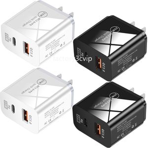 Carregamento rápido rápido 25W 20W 18W Portas duplas PD QC3.0 USB C Carregador de parede UE EUA Adaptadores de energia para Ipad mini Iphone 12 13 14 15 Pro Max Samsun Htc f1 com CAIXA