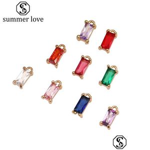 Charms högkvalitativ rec K9 Glass Crystal Pendent Colorf Diy Jewelry Accessories Necklace Armband Connectors Bails Dro Dhamv