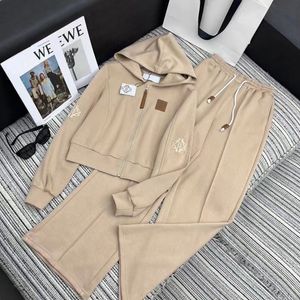 Kvinnor Pantsuit Casual Tracksuits Hooded Coat with Long Pants Cotton Letter Mönster Sport Set kläder SML
