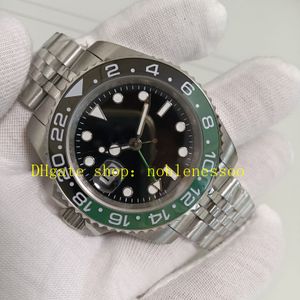 2 Model Real Photo Mens Watches New Model Men's 40mm 126720 Sprite Stainless Steel Green Right Hand Black Dial Ceramic Bezel Bracelet Sport Automatic Watch