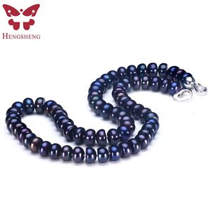 Pendant Necklaces Amazing Real Black Pearl Jewelry Necklace For Women Natural Freshwater Pearl Cute Love Shape Buckle Fashion Jewelry 231108