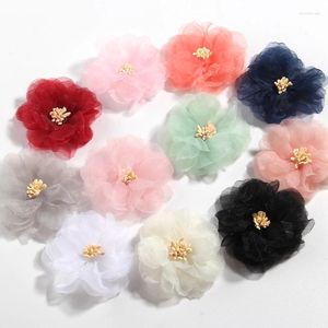 Fiori decorativi 100 pezzi 6 cm tessuto chiffon da 2,3 pollici artificiale per copricapi fatti a mano fai da te cappelli accessori per la decorazione del vestito