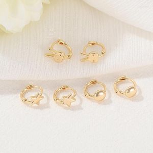 Brincos de argola 10Pairs for Women Gold Color Copper fofo doce estrela de grã de miudar