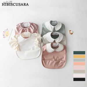 Bibs Burp Cloths Baby Bibs INS Nordic Style Infant Boy Girl Waterproof Soft PU Bib Meal Protection Feeding Burp Cloth With Pocket Easy CleanL231108