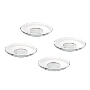 Cups Saucers 4 Pcs Platter Glass Saucer Round Serving Tray Mini Appetizer Dish Decorative Coffee Espresso