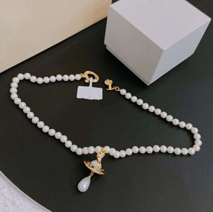 ファッションブランドデザイナーペンダントネックレスレターViviene Chokers Luxury Women Jewelry Metal Pearl Necklace Cjeweler Westwood for Woman Chain RGYU94