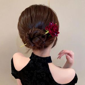 Fermagli per capelli Panno dolce Forcine per fiori di rosa Donna Ragazze Accessori per bastoncini Spilli Fermacapelli Copricapo Copricapo Regali