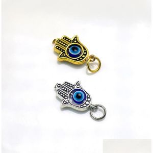 Charms 100Pcs Turkish Hamsa Hand Blue Evil Eye Charms Pendant For Jewelry Making Findings Diy Drop Delivery Jewelry Jewelry Dhgarden Dhjz0