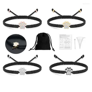 Bangle Dog Print Forma Urna Cremação Pulseira com Cristal de Aço Inoxidável para Pet Ashes Ajustável Trança Mulheres Memorial Jewely