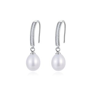 Pearl Dangle Küpe Tasarımcı Takı Avrupa Moda Kadın Mikro Set Zirkon S925 STERLING Gümüş Kulak Kancası Küpeler Kadın Düğün Partisi Sevgililer Günü Hediye SPC