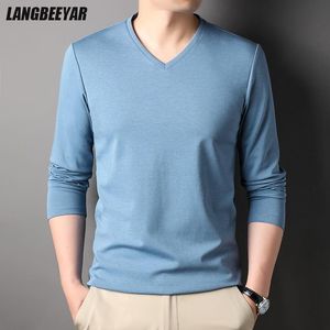 T-shirty męskie Mulberry Silk 5.2% Mash Marka projektant luksusowych mężczyzn T-koszulka długi rękaw v